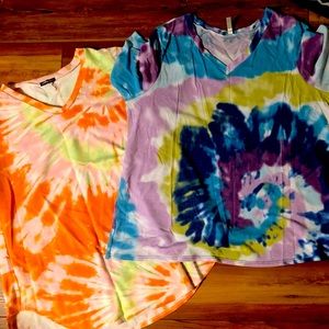 Two women’s tie dye shirts